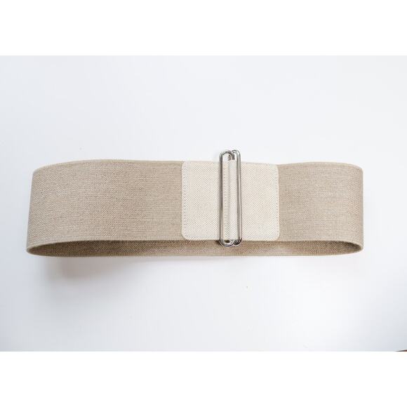 Dolce & Gabbana Vintage Beige Logo Silver Plaque Elastic Waist Belt (Size IT44) main image 5